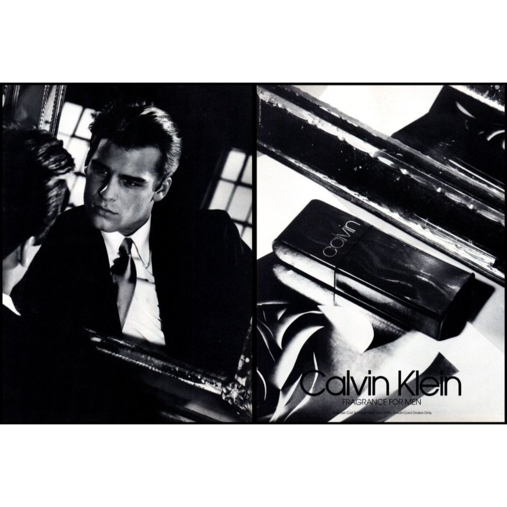 1988 Calvin Klein Cologne for Men 2 Page Vintage Print Ad Fragrance Wall Art